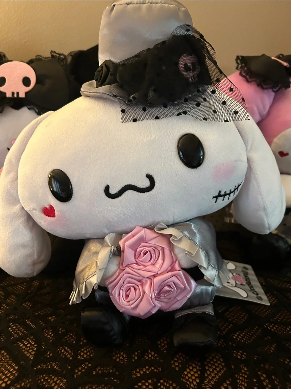 Sanrio Plush Halloween Doll Set in White, Black & Pink